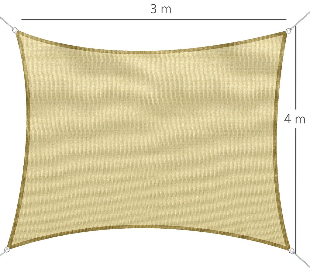 Vela de Sombra Retangular 3x4 m Toldo Vela de HDPE com Proteção UV Ane