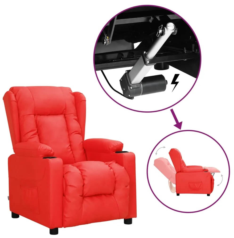 vidaXL Poltrona elevatória couro artificial vermelho