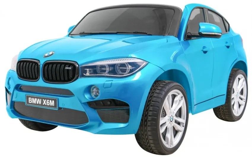 Carro elétrico para Crianças BMW X6M XXL 12V Rodas Espuma EVA, Assento couro ecológico Azul Pintado