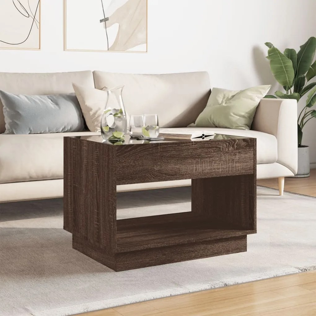 Mesa de centro luzes LED Infinity 70x50x50 cm carvalho castanho