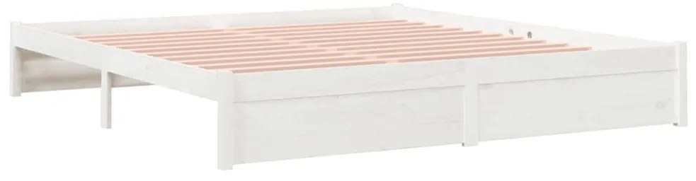 Estrutura de cama super king pinho maciço 180x200 cm branco