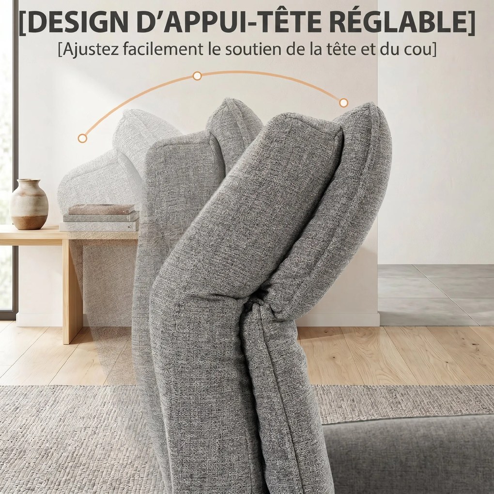 Poltrona Relaxante Elétrica Giratória, 87 x 76 x 114 cm, Apoio de Cabeça Regulável, Cinzenta