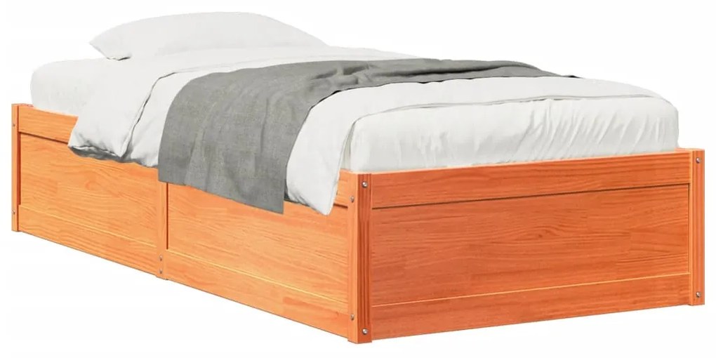 Estrutura de cama 90x190 cm madeira pinho maciça castanho cera