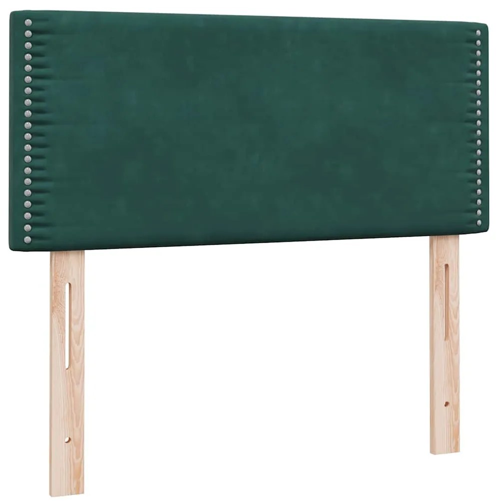Cama com molas/colchão 90x220 cm veludo verde-escuro