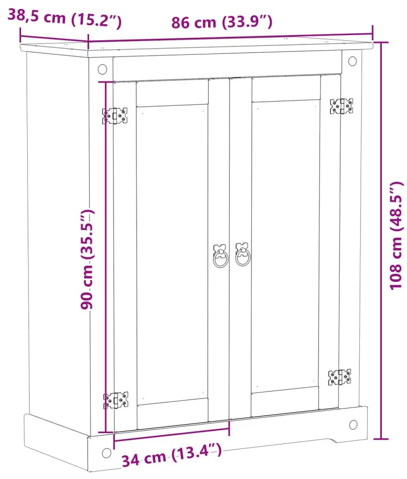 Sapateira Corona 86x38,5x108 cm madeira de pinho maciça