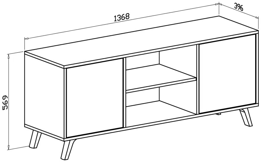 Móvel de TV 140 com 2 portas, sala de estar, modelo WIND, estrutura cor Antracite Grey, cor da porta Puccini, mede 140x40x57cm de altura.