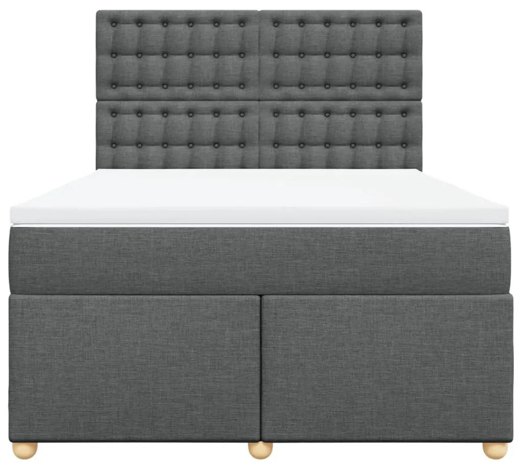 Cama com molas/colchão 160x200 cm tecido cinzento-escuro