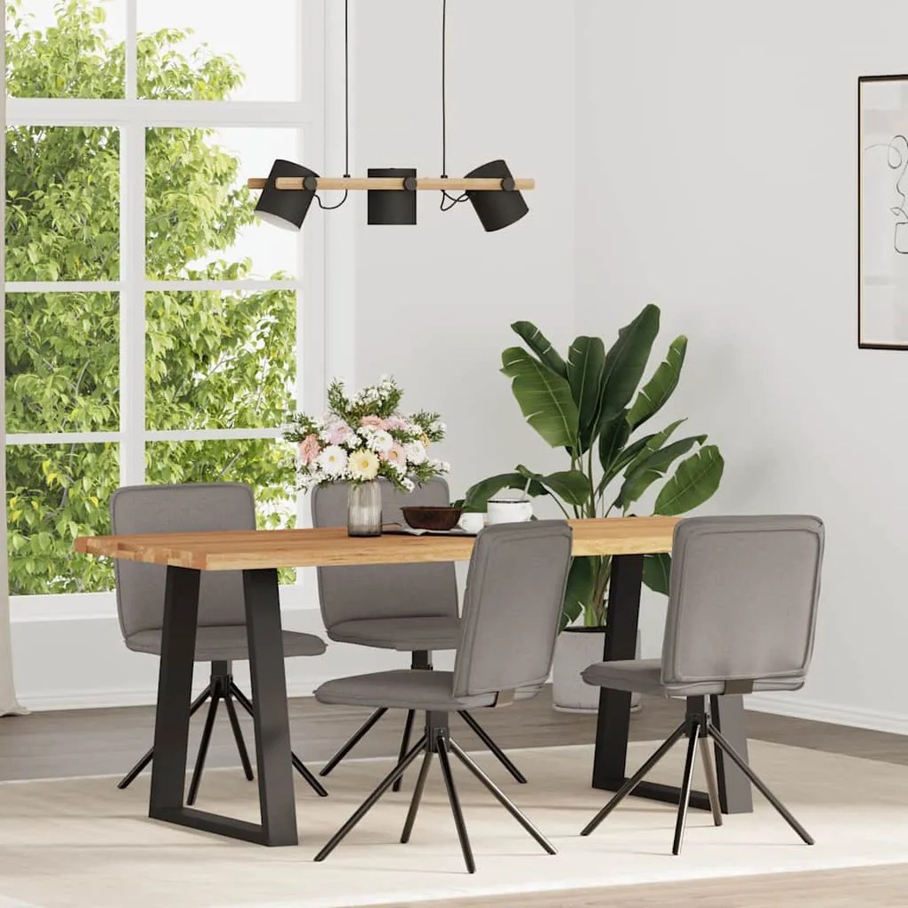 Cadeiras de jantar 4 pcs tecido cinzento-acastanhado