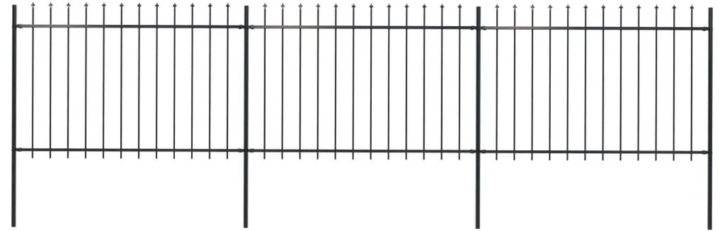 Cerca jardim com topo em lanças 5,1x1,2 m aço preto