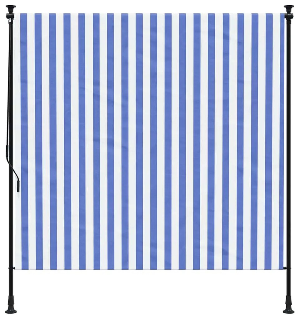 Estore de rolo para exterior 200x270cm tecido/aço azul e branco