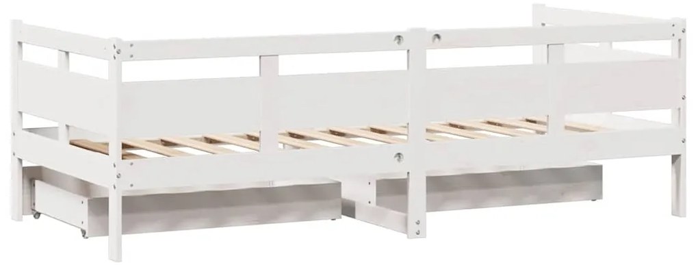 Sofá-cama c/ gavetas 90x200cm madeira de pinho maciça branco