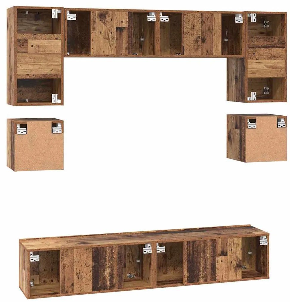 Conjunto de móvel de TV 8 pcs Madeira antiga 80 x 30 x 30 cm