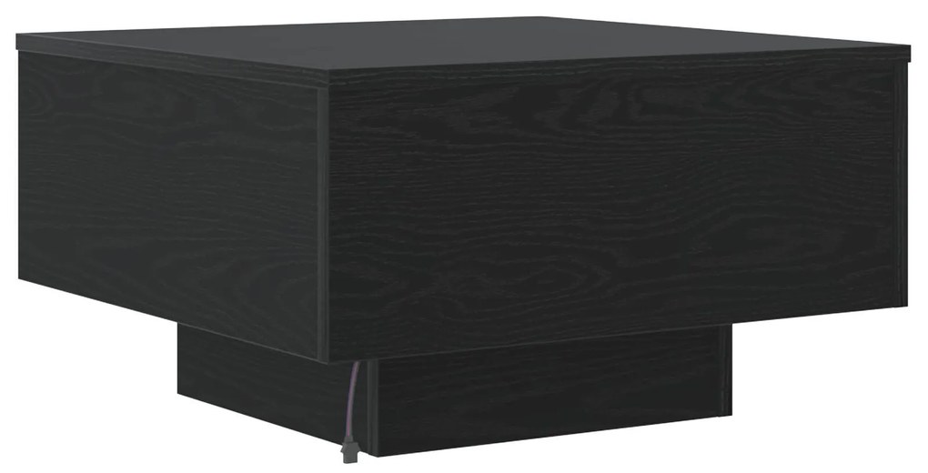 Mesa de Centro vidaXL com Luzes LED Carvalho Preto 55x55x31 cm