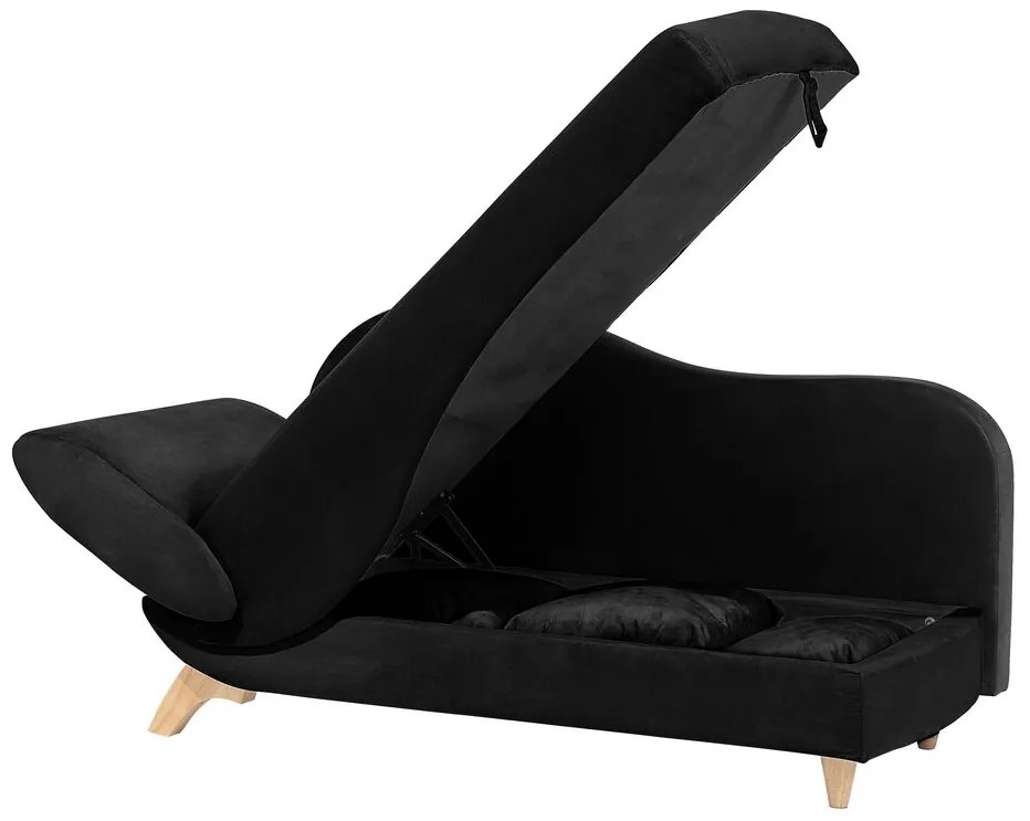 Chaise-longue à esquerda de 2 lugares com arrumação em veludo preto MERI Beliani