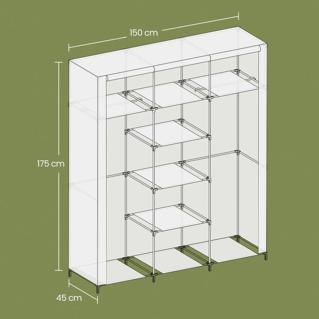 Guarda Roupa de tecido 150 x 175 x 45 cm preto