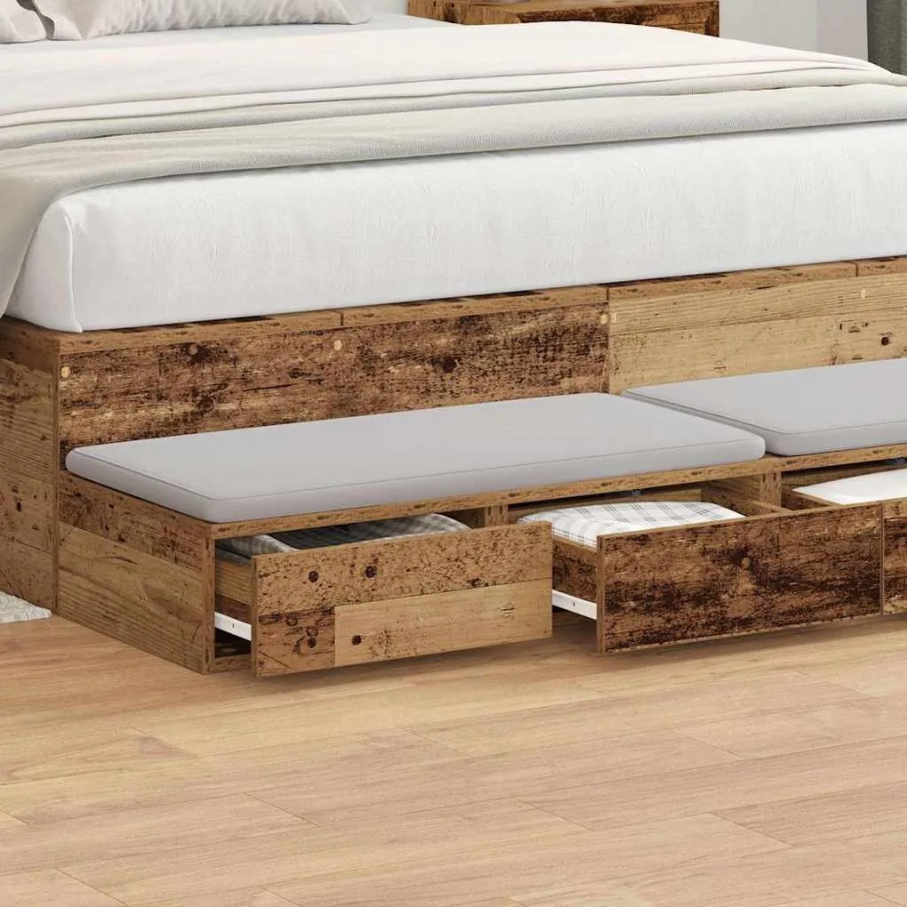 Camas com Gavetas vidaXL Cinza Sonoma 140x36,5x16,5 cm Madeira de Enge