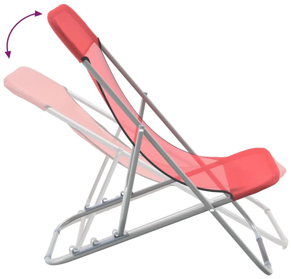 Cadeiras praia dobráveis 2pcs textilene/aço revest. pó vermelho