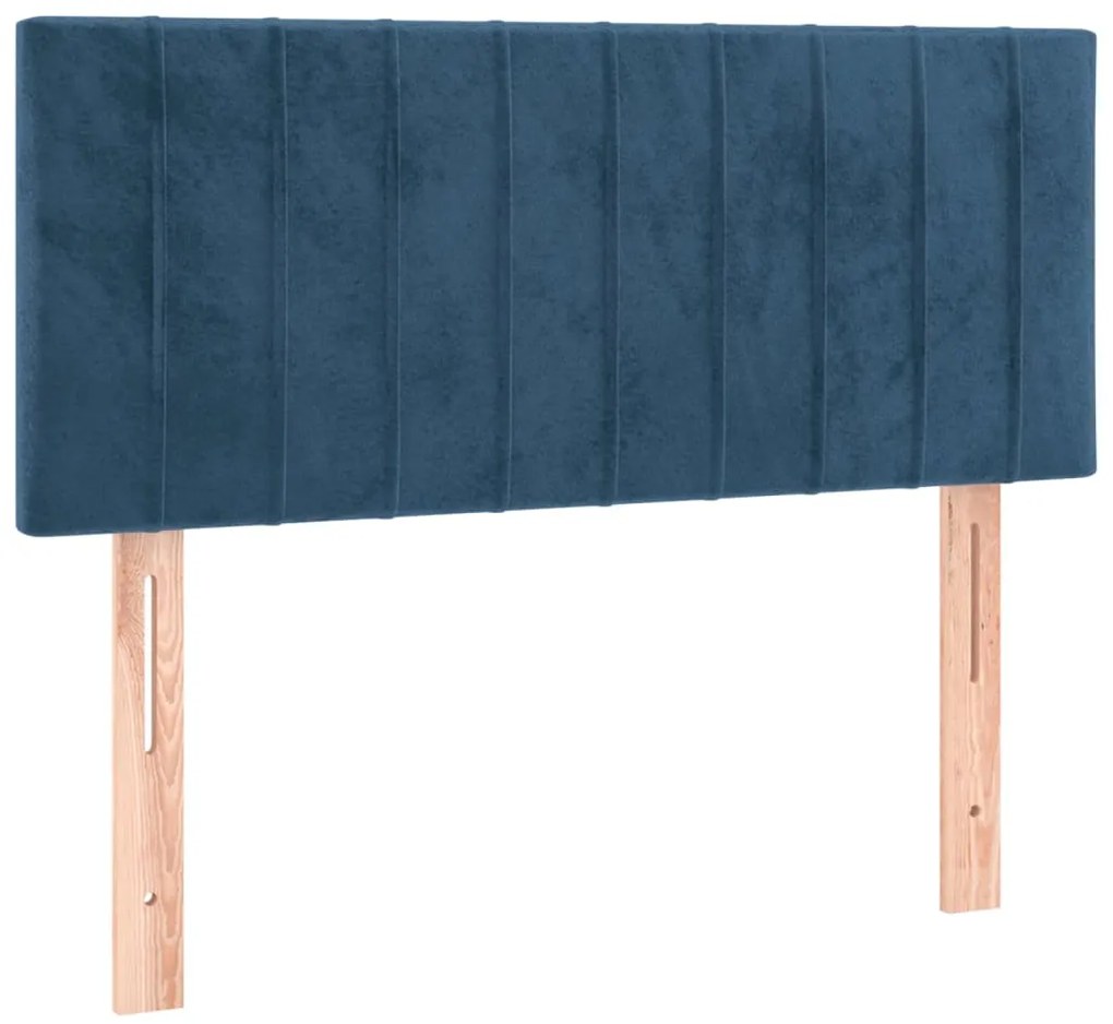 Cama box spring c/ colchão/LED 90x190 cm veludo azul-escuro