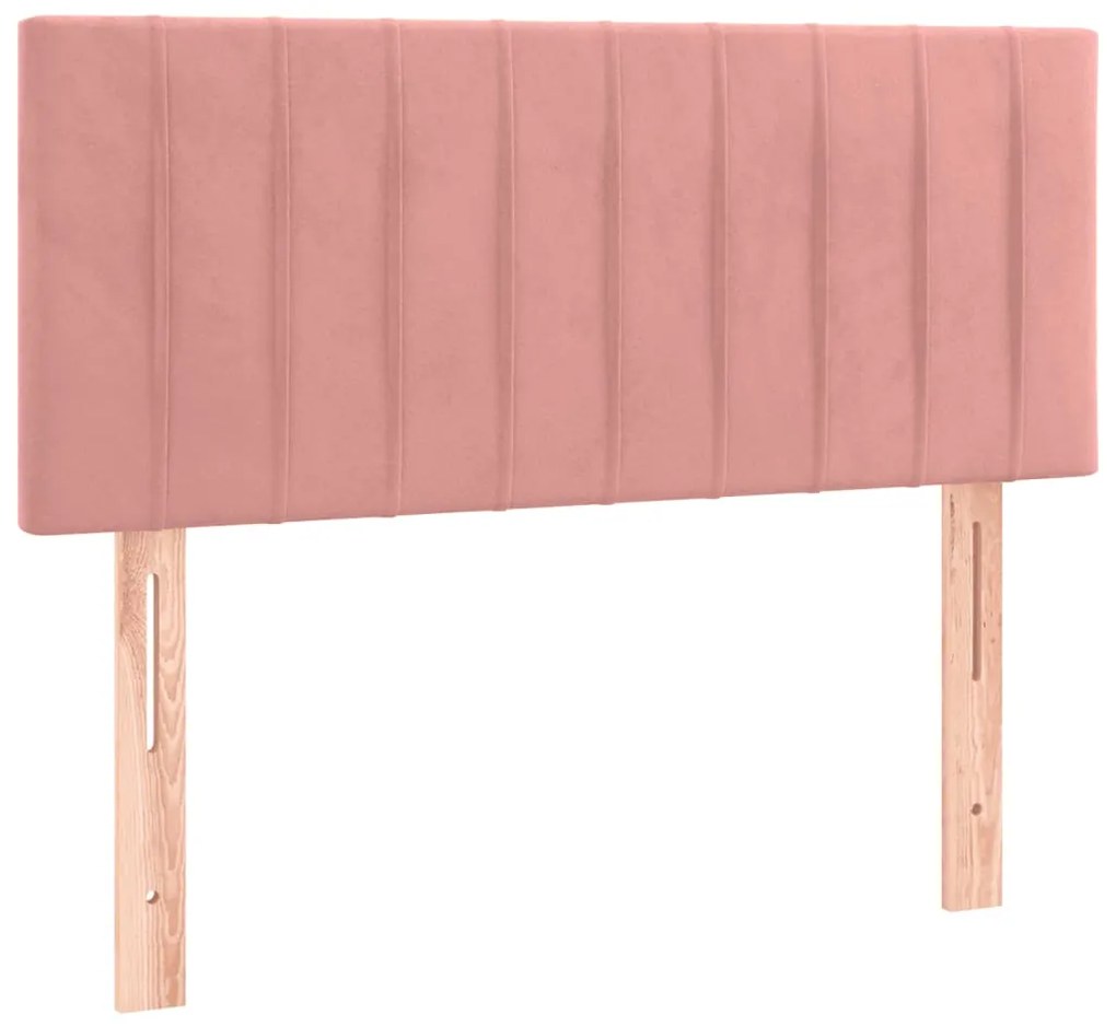 Cama box spring c/ colchão/LED 120x200 cm veludo rosa