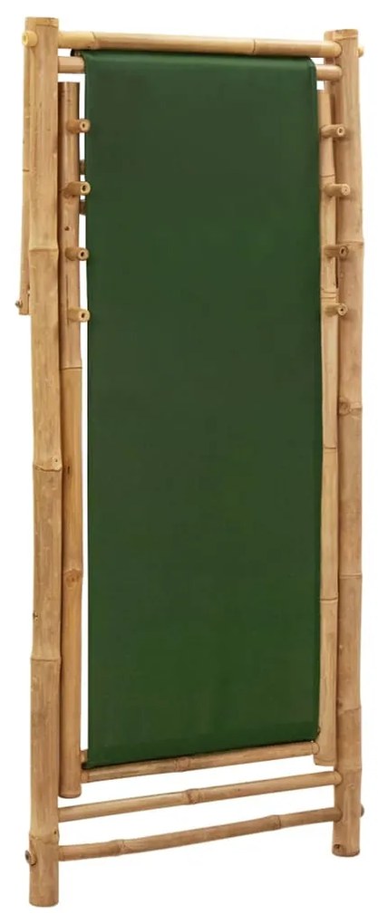 Espreguiçadeira de bambu e lona verde