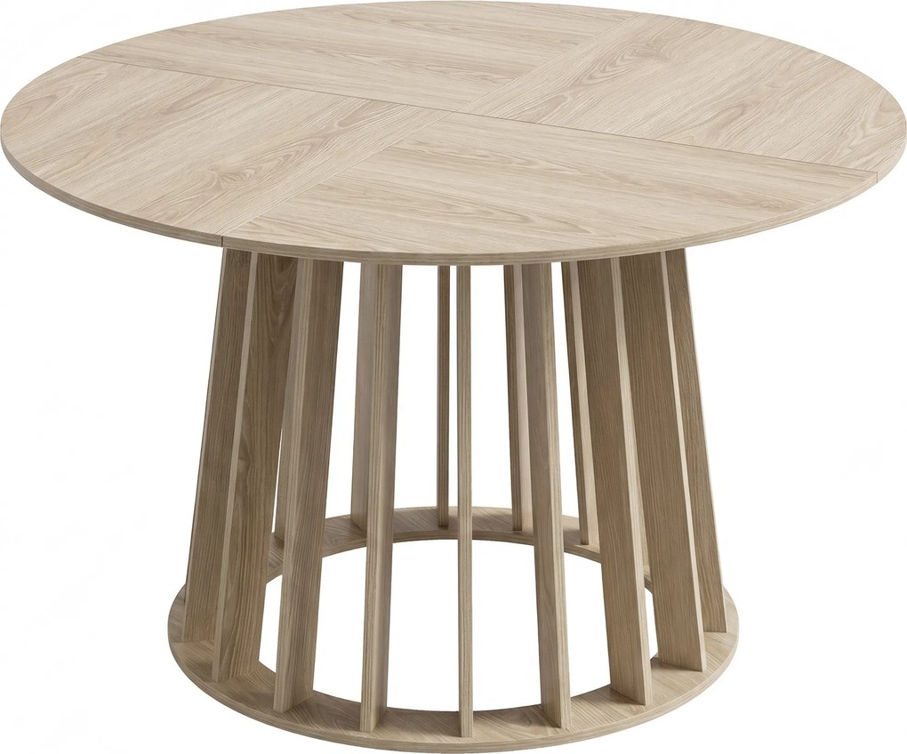 HOMCOM Mesa de Jantar Redonda para 4 a 6 Pessoas, Ø 120 x 75 cm, Mesa de Cozinha com Piétement à Lattes Robusto, Madeira Natural | Aosom Portugal
