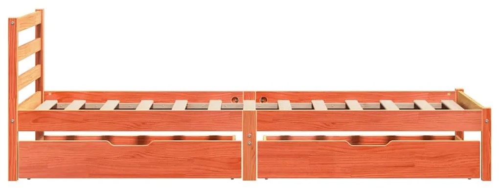 Cama sem colchão 90x190 cm madeira de pinho maciça castanho-mel
