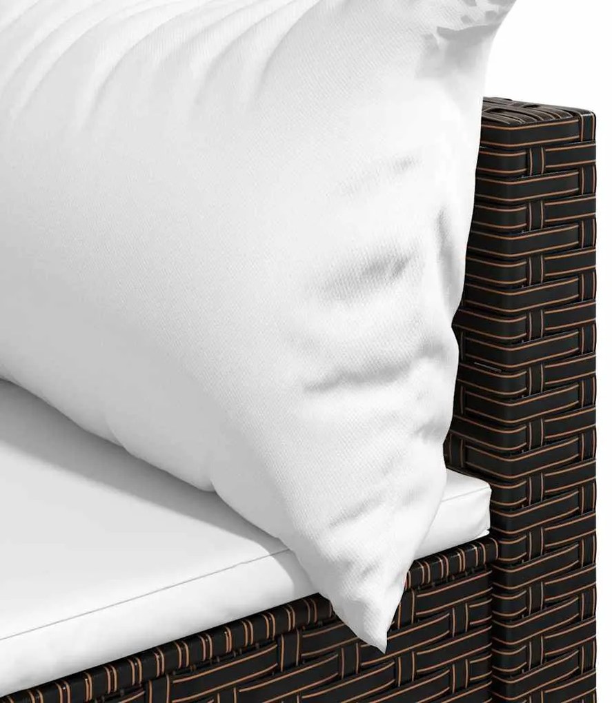 3 pcs conjunto lounge jardim c/ almofadões vime PE castanho