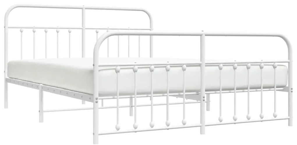 Estrutura de cama com cabeceira e pés 180x200 cm metal branco