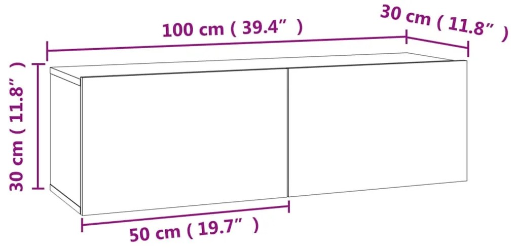 Móvel de TV 100x30x30 cm derivados de madeira cinzento cimento