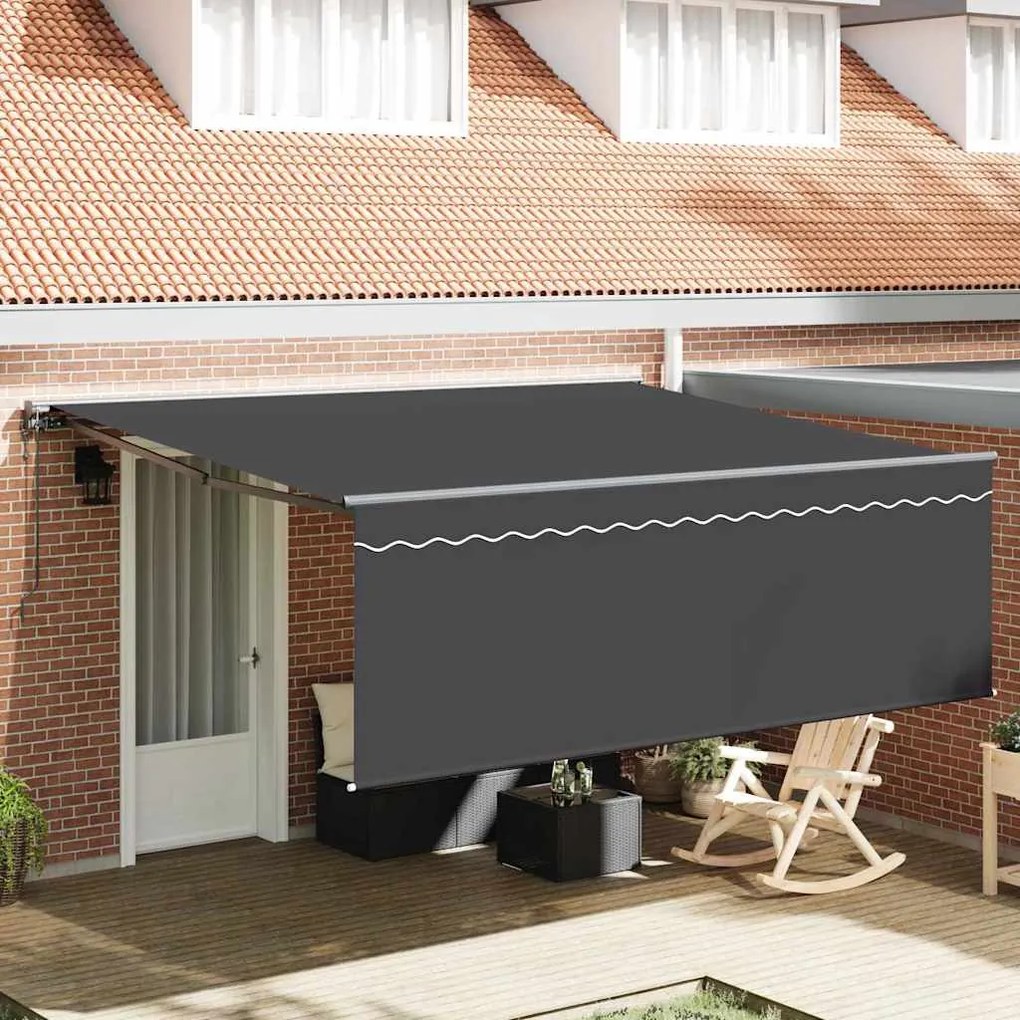vidaXL Toldo Retrátil Laranja e Branco 350x250 cm Poliéster e Metal