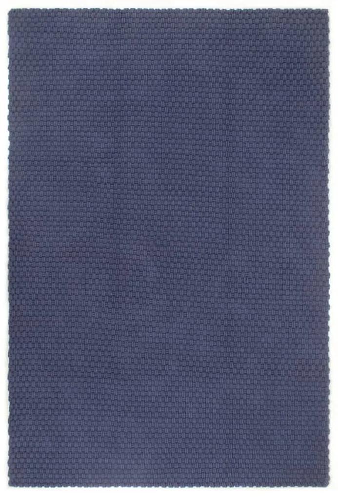Tapete retangular natural 200x300 cm algodão azul marinho