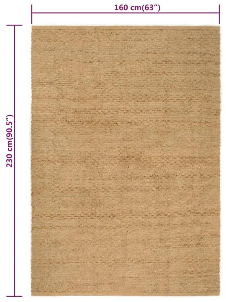 Tapete retangular natural 160x230 cm juta