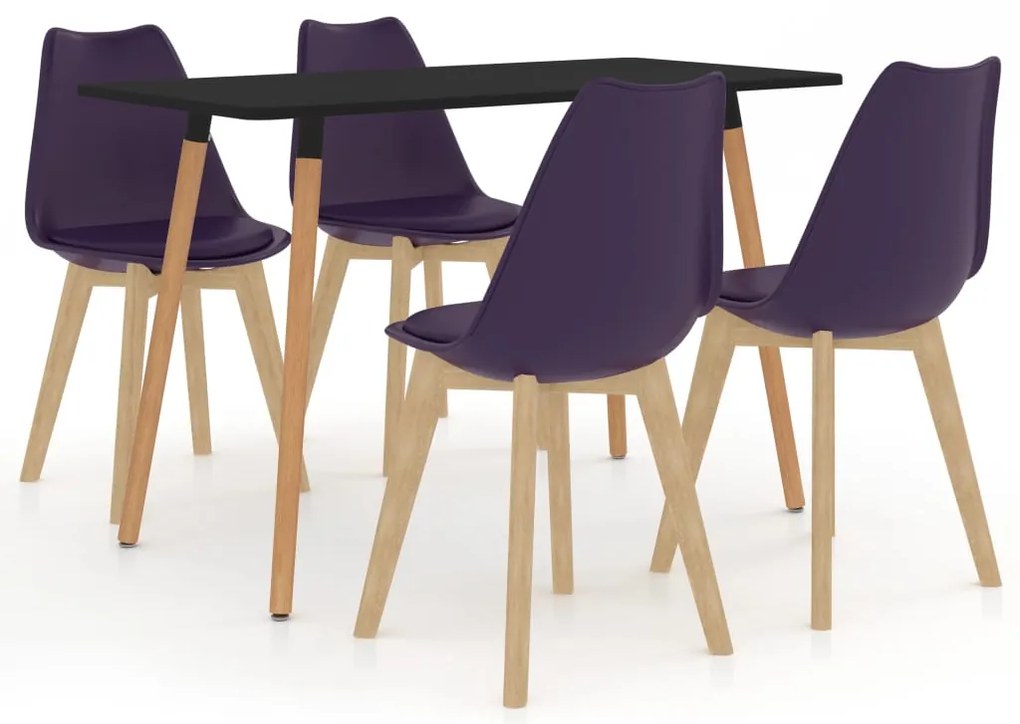 vidaXL 5 pcs conjunto de jantar roxo-escuro