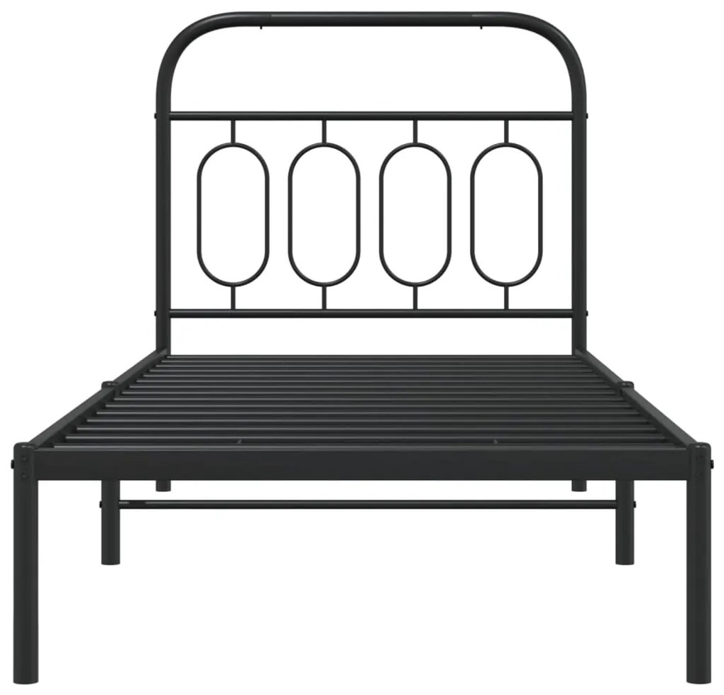 Estrutura de cama com cabeceira 90x190 cm metal preto