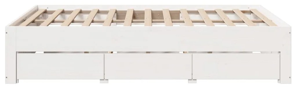 Cama sem colchão com gavetas 160x200 cm pinho maciço branco