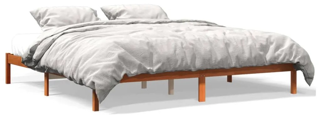 Estrutura de cama 180x200 cm madeira pinho maciço castanho cera