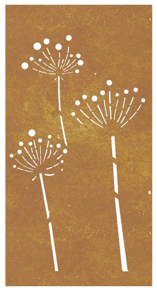 Decoração p/ muro de jardim 105x55 cm aço corten design flores