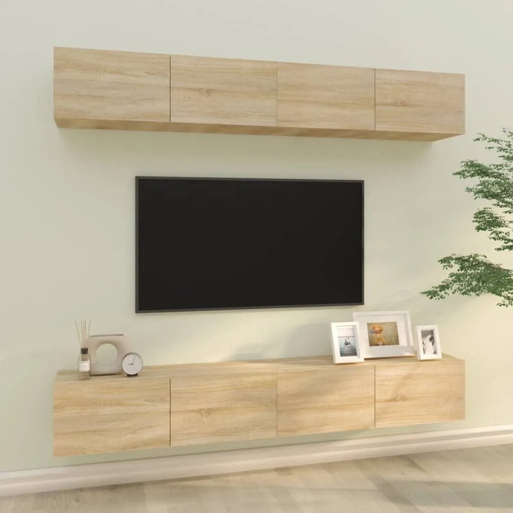 Móveis de TV para parede 4 pcs 100x30x30 cm carvalho sonoma