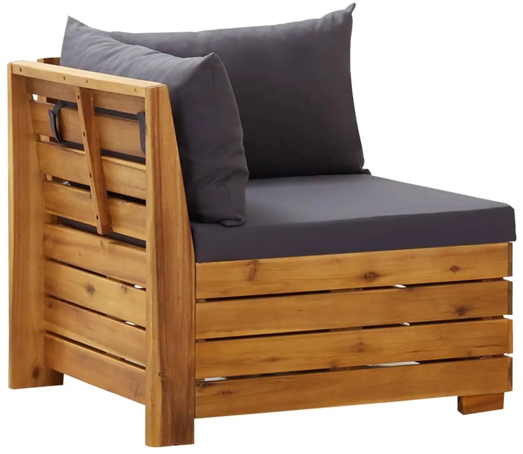 8 pcs conjunto lounge jardim c/ almofadões acácia cinza-escuro