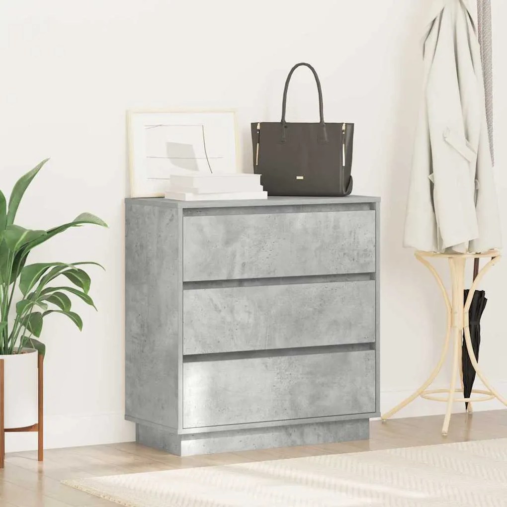 Cômoda de Cabeceira vidaXL com LED Cinza Concreto 71x34,5x75 cm Madeir