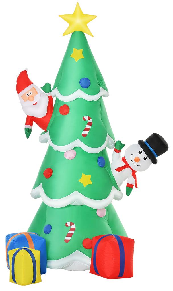 HOMCOM Árvore de Natal Inflável 180cm com Luzes LED Decoração de Pai Natal Boneco de Neve 115x105x180cm Verde | Aosom Portugal