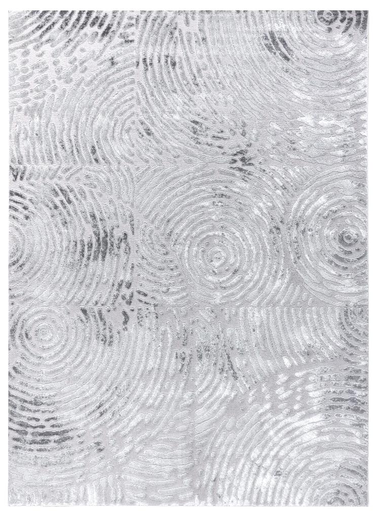 Tapete MEFE moderno  8725 círculos Impressão digital - Structural dois níveis de lã cinza cinzento