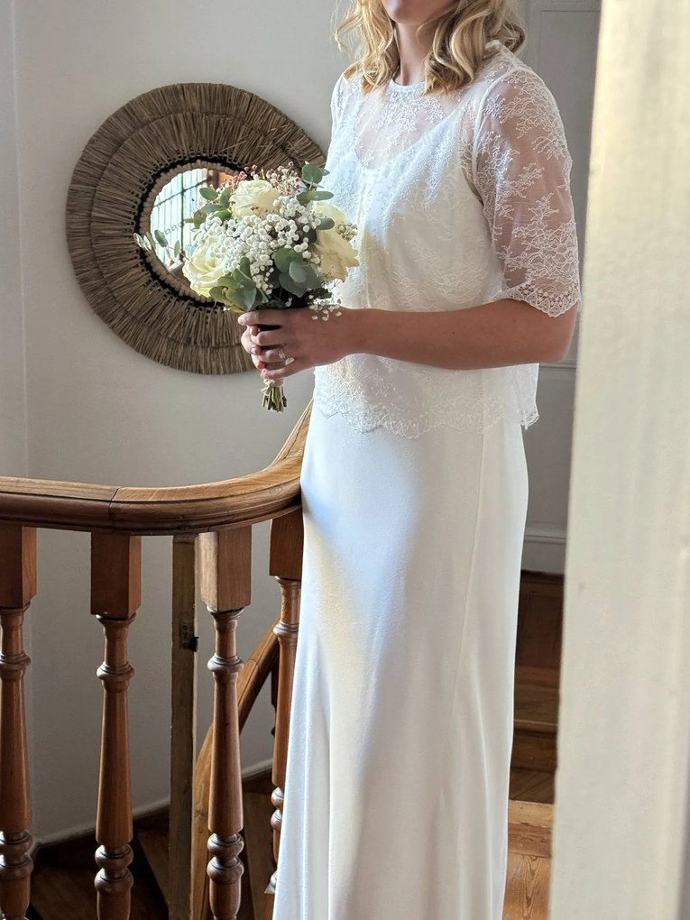 Blusa de noiva em renda para grávida ou mulher, cápsula casamento, ENVIE DE FRAISE branco pérola