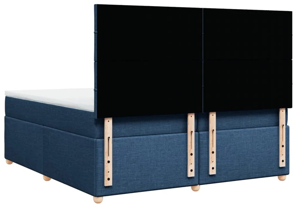 Cama com molas/colchão 200x200 cm tecido azul