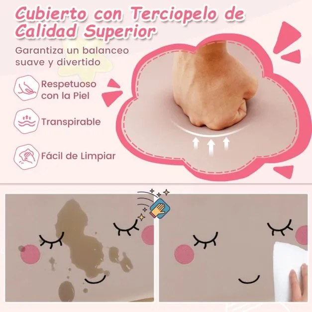 Cadeira de baloiço para crianças estofada com pernas de madeira maciça Almofadas antiderrapantes no quarto 52 x 50 x 47 cm Rosa