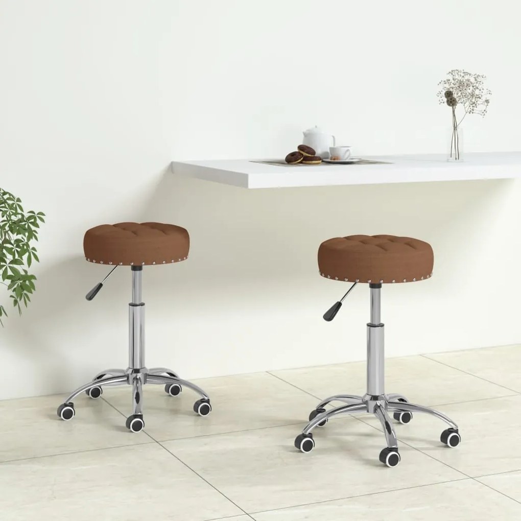 vidaXL Cadeiras de jantar giratórias 2 pcs tecido castanho