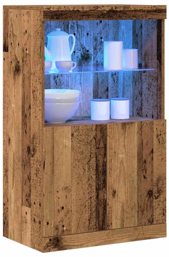 Sideboard vidaXL com Luzes LED Madeira Velha 60x37x100 cm