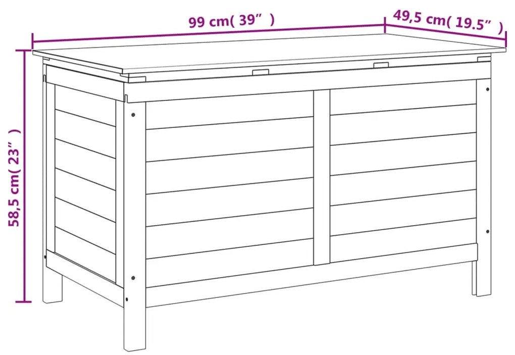 Caixa de arrumação para jardim 99x49,5x58,5 cm abeto maciço