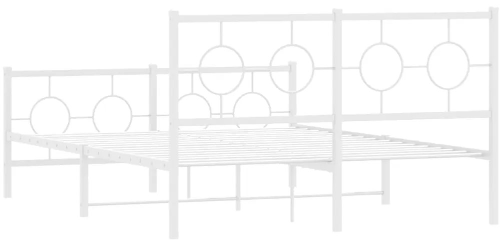 Estrutura de cama com cabeceira e pés 140x200 cm metal branco