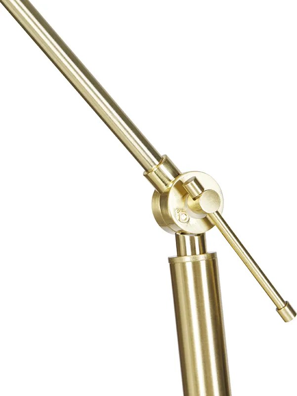 Candeeiro de pé dourado ajustável com abajur listrado branco e bege 50cm - Editor